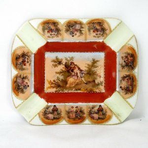 Vintage Victoria Czechoslovakia Ceramic Ashtray Courting Couples